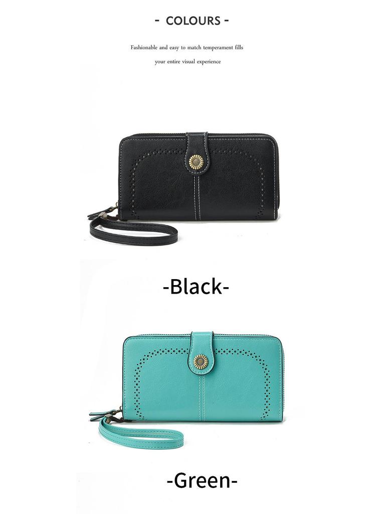 Trendige hohle lange Reißverschluss-Damenbrieftasche & Clutch mit großem Fassungsvermögen