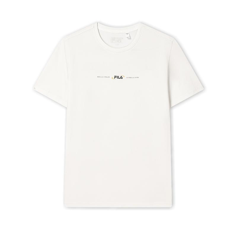 FILA T Shirts Men s Fresh Ivory Crew Neck Moderate Straight Fit F11M439101FIV 170/92A/M