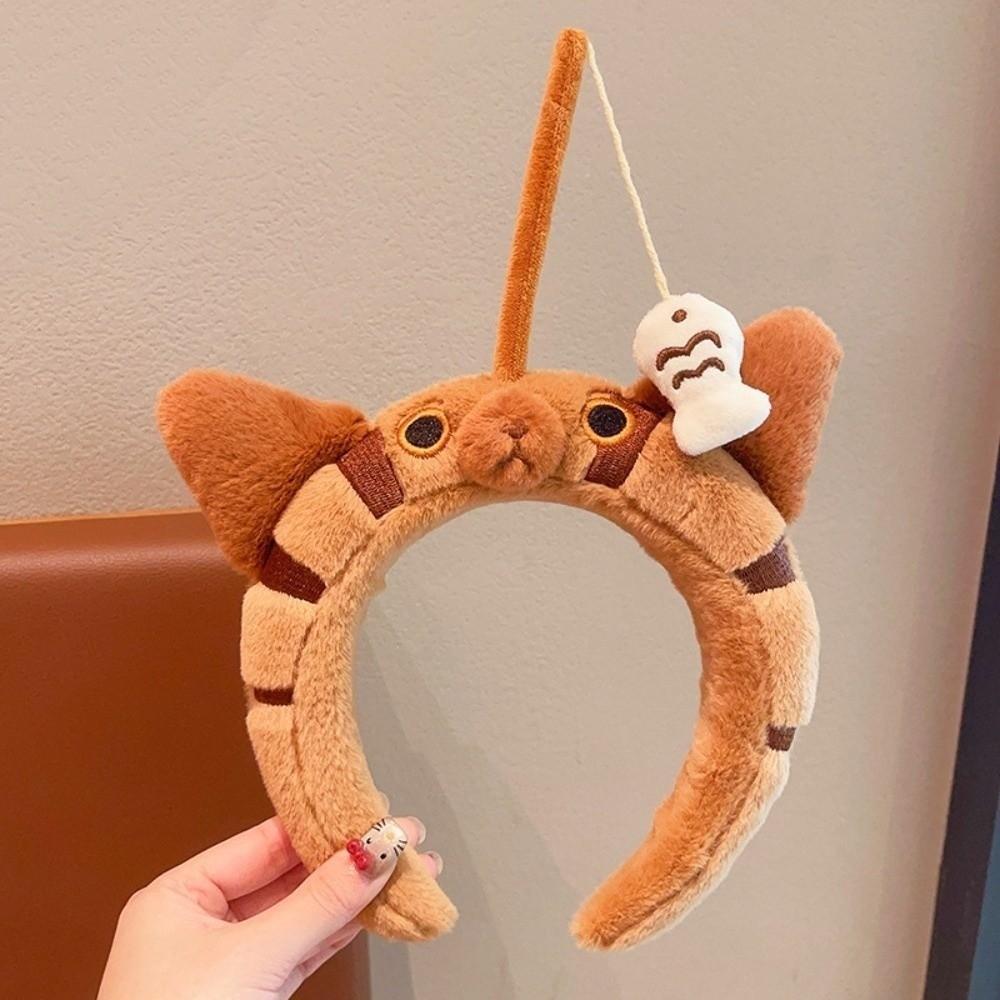 Panda Cat Fishing Plush Headband Hair Accessories Girls Cartoon Hairband Adorable Hair Hoop  Party