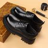 Fashion Brand Spring and Autumn Men Leather Thick Sole Formal Leather Shoes High Quality Fashion Lacing Comfortable Derby Shoes