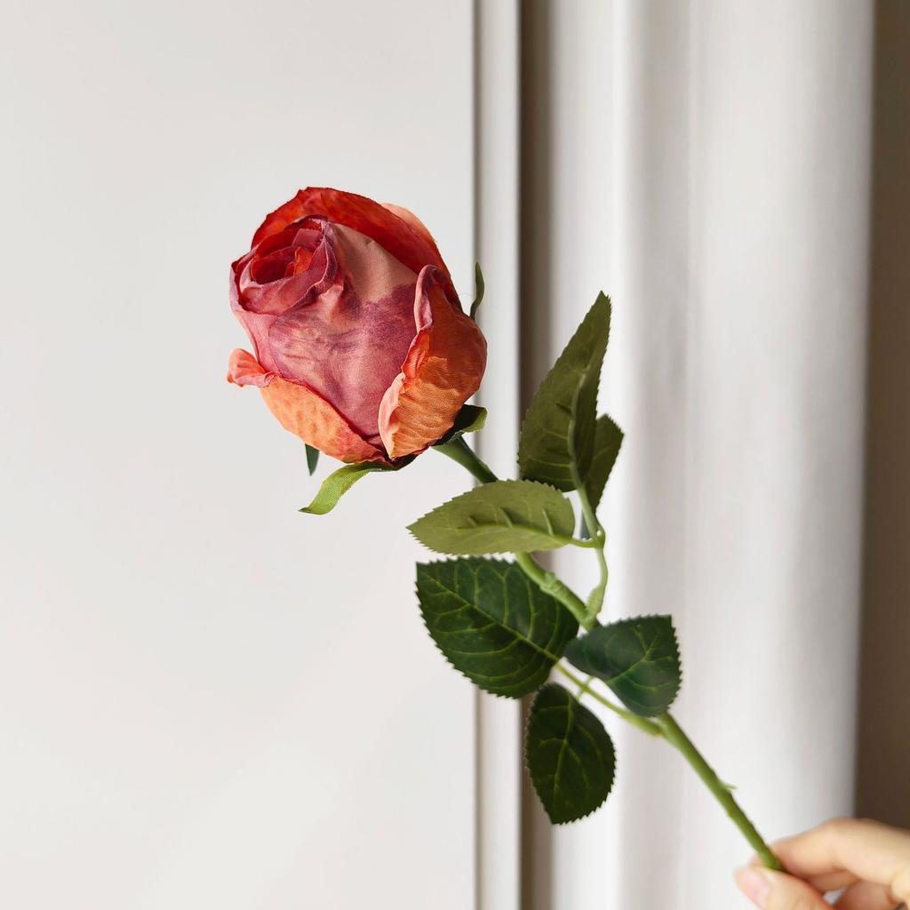 10pcs Rose Artificial Flower Burt Edge Fake Rose Stems 50cm for Wedding Home Hotel Event Floral Arrangement Decoration