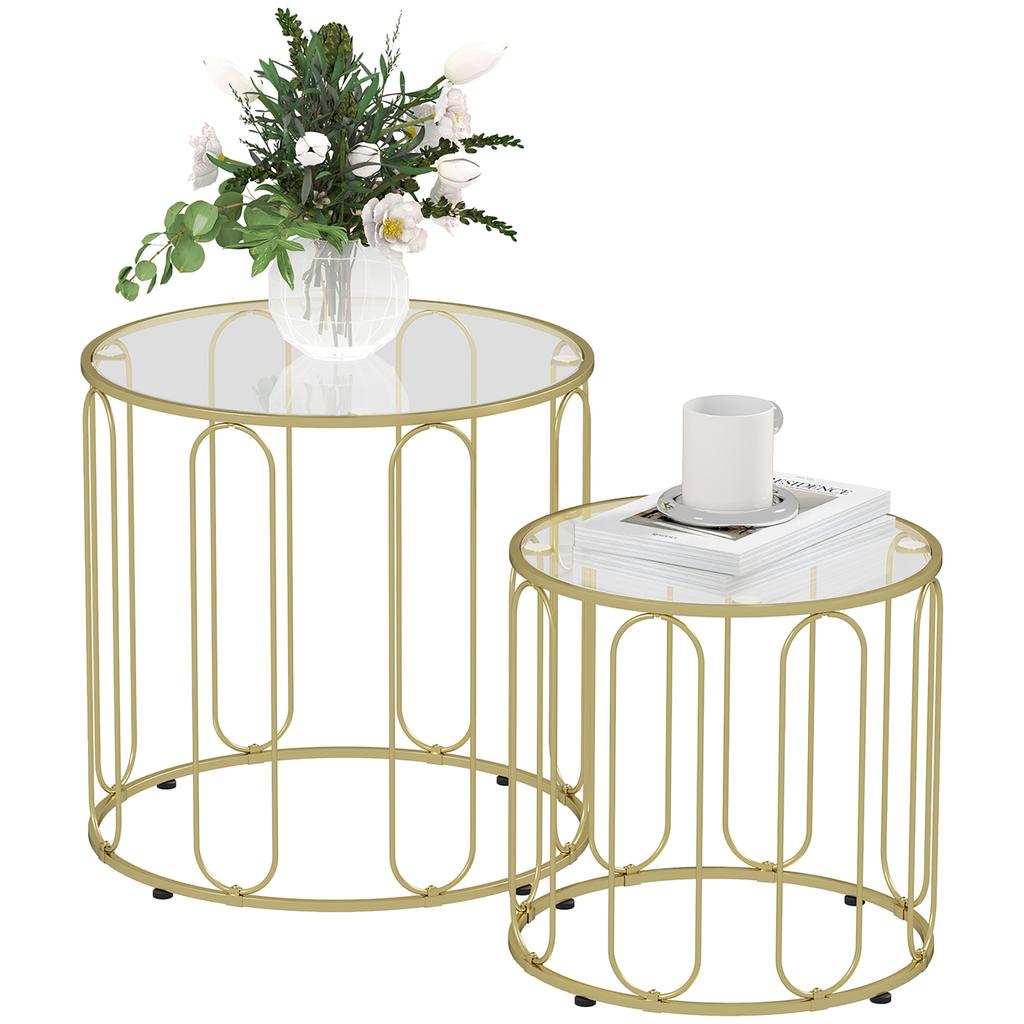 Elliptische Aussparungs-Nesting-Tische - Goldfarben