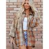 2025 Autumn New Plaid Color Matching Shirt Outerwear Women European and American Leisure Loose Mid-Length Single-Breasted Shirt