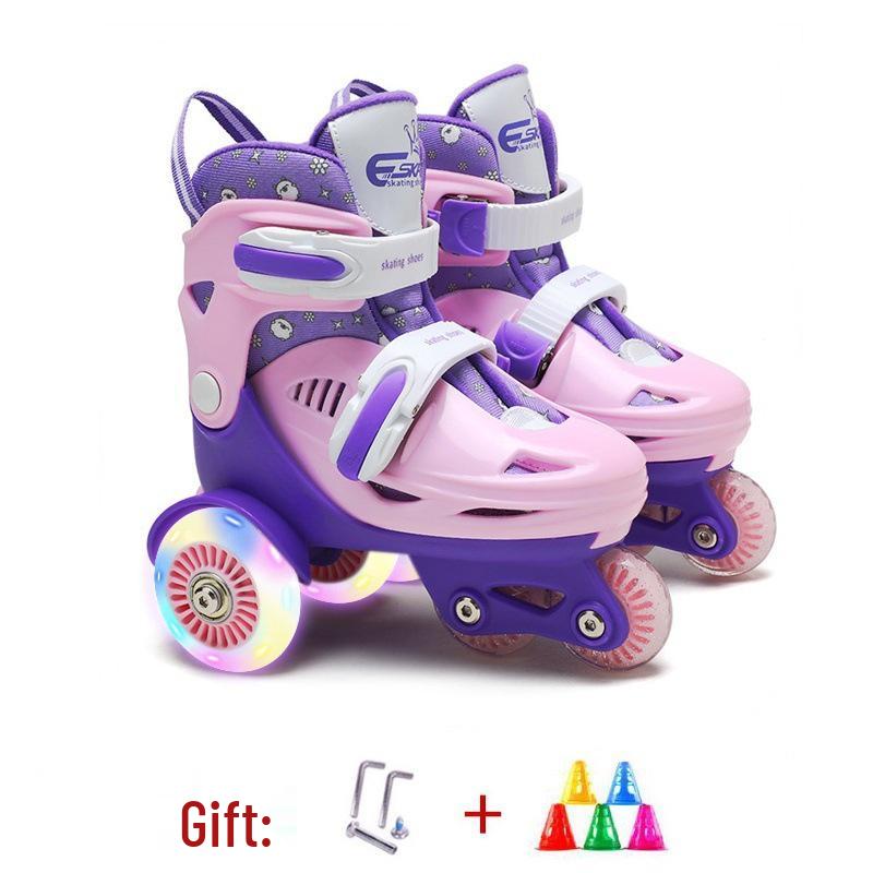 Custom Kids' Beginner Inline Roller Skates with Flashing Double Row Wheels
