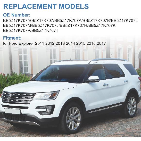 Motoforti Right Passenger Side Heated Mirror Glass Replacement for Ford Explorer 2011 2012 2013 2014 2015 2016 2017 Rear View Mirrors with Backing