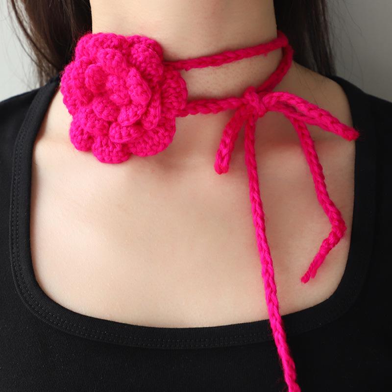 2024 Spring/Summer Handmade Multi-Color Rose Choker Necklace for Women