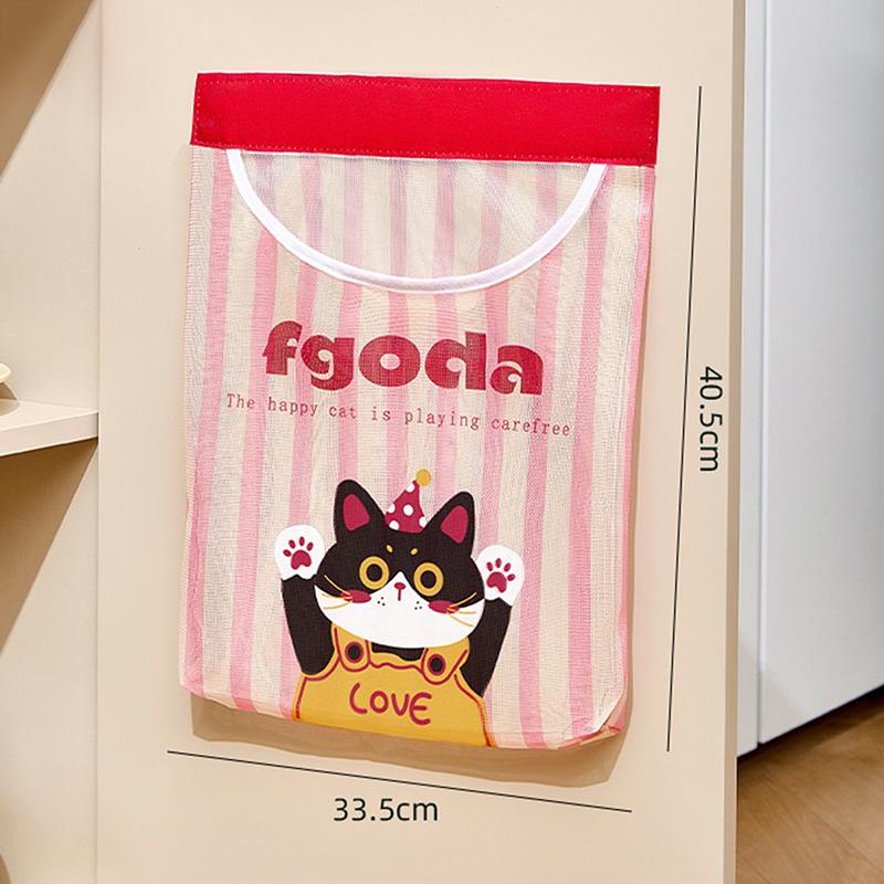 Wall Mounted Large Capacity Storage Bag Kitchen Garbage Bag Clutter Organizer Velcro Storage Pocket Multi-Purpose High Elastic