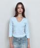 Kyuliti C 90S Line Slit Neck T-Shirt_Light Blue