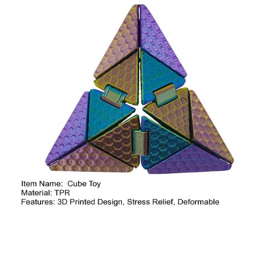 3D Printed Stress Relief Cube Toy Deformable Brain Teaser Puzzle Cube Teens Adults Calming Decompression Folding Cube Sensory Toy