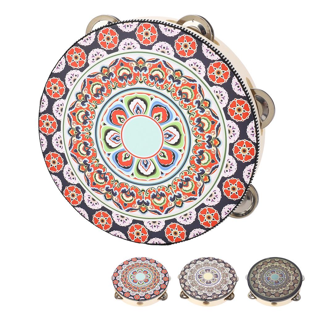 Handgehaltenes Holz-Tamburin, 8 Zoll, Jingles, musikalisches Bildungsinstrument für Erwachsene und Kinder