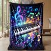 Music Instruments Harmony Theme Blanket Lightweight Warm Flannel Blanket Decorative Throw Blanket for Home Decoration