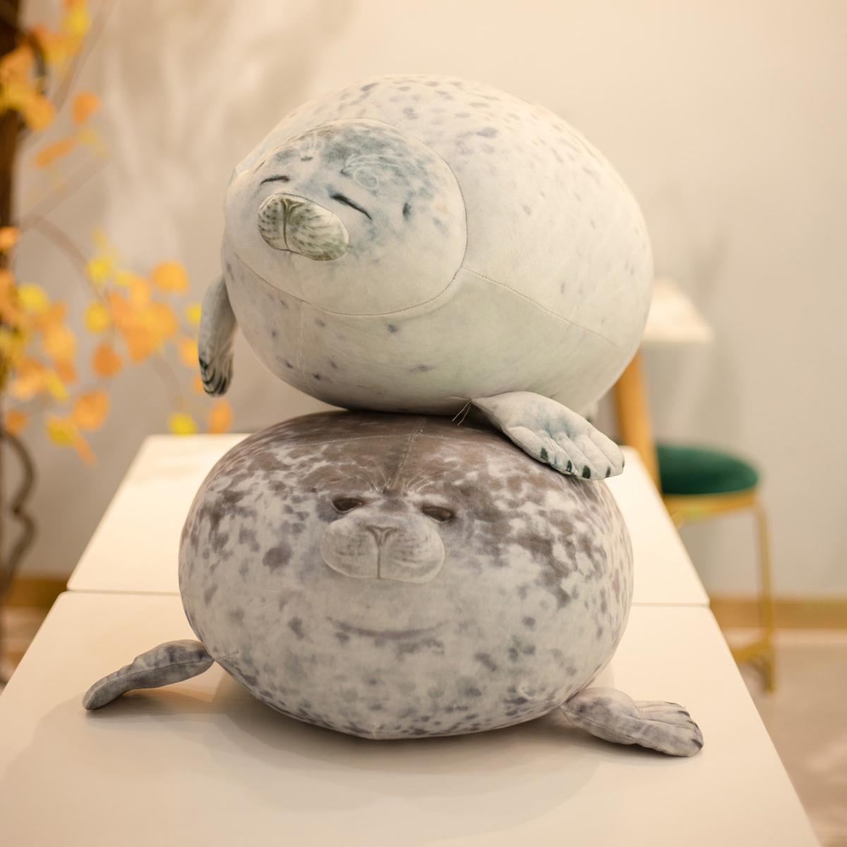 

30~80cm Squishy Seal Soft Plush Chubby Sea Dog Stuffed Aquatic Animal Doll Comforting Birthday Gift White Grey About 28cm сірий