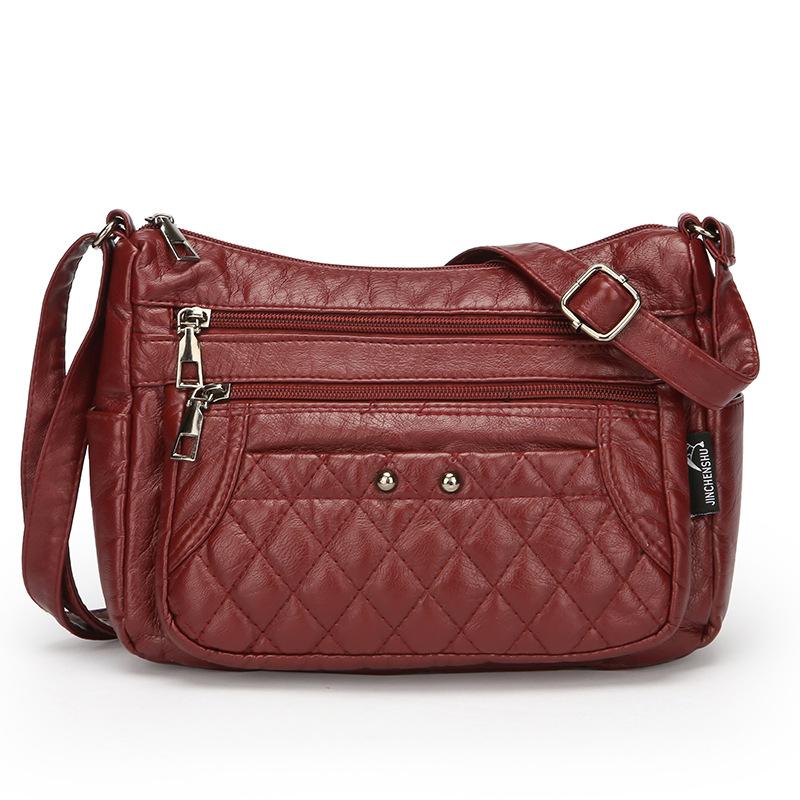 

Женская мягкая кожаная сумка Vintage Mother Bag PU Большая вместимость Среднего возраста сумка через плечо красный