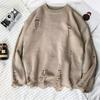 Herren Einfarbig Rundhals Lässiger Pullover Jugend Locker Retro Gestrickte Pullover Tops
