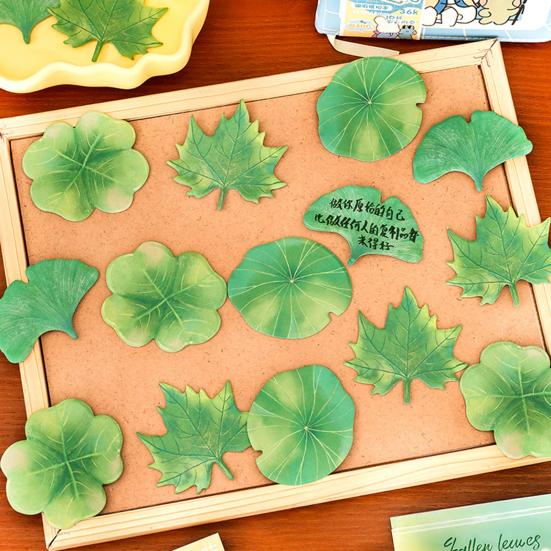 4PCS Memo Notes with Leaf Shape Smooth Writing Memo Sticker Strong Adhesive Reusable Practical Reminder Notes for Home Office