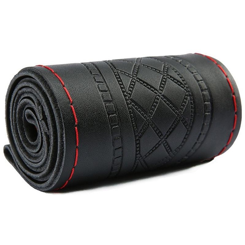 38CM Leather Steering Wheel Cover,DIY Handmade Case With Needles and Thread Car Styling Accessories Volante Esportivo