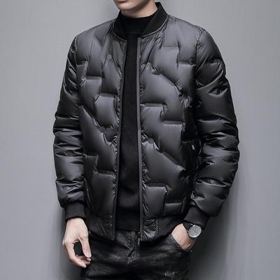 Men's Autumn and Winter White Duck Down Windproof and Warm Pressed Glue Classic Baseball Jersey Youth Simple Versatile Jacket