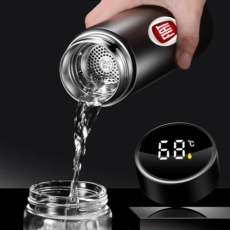Car Smart Thermos Bottle with Temperature Display Coffee Cup for Fiat Abbas 500 Punto 124 125 500 Bravo Stilo Panda Abarth Tipo Viaggio