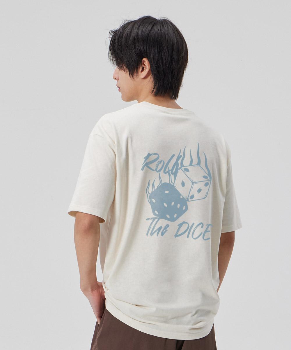 Astral Projection [Roll The Dice] Cotton Loose Fit Short Sleeve T-Shirt_Buttermilk L