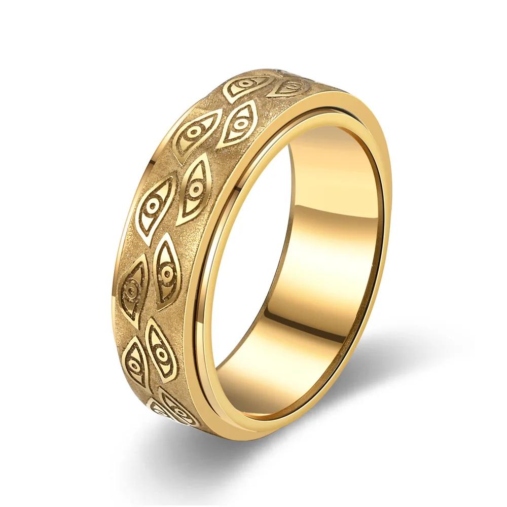 Unisex Carved Eyes Vintage Punk Stainless Steel Ring - Rock Culture Accessory Finger  for Men And Women Party Wear