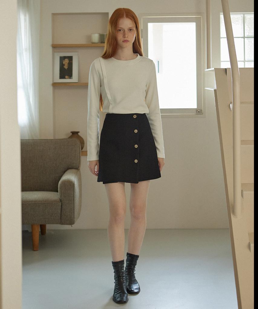 YUPPE Collar Tweed Skirt_Black