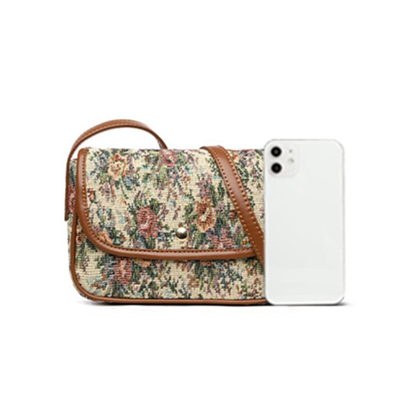 Yogodlns Hochwertige Damen Umhängetaschen Neue Retro Blumen Messenger Bags Damen Ein-Schulter Kleine Quadratische Taschen