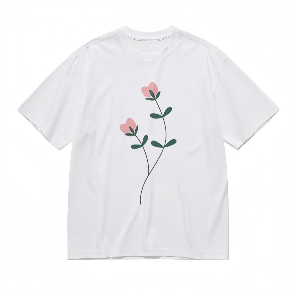 Women's Soft Breathable All Season Classic T-Shirt Tender Pink Buds Cotton Tee