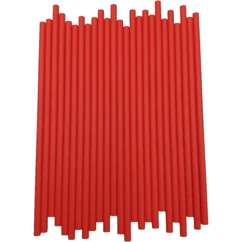 Festive Red Paper Drinking Straws Biodegradable For Party Decor And Desserts
