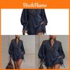 Elegant British Style Long Sleeve High Neck Suede Dress For Casual And Party Wear