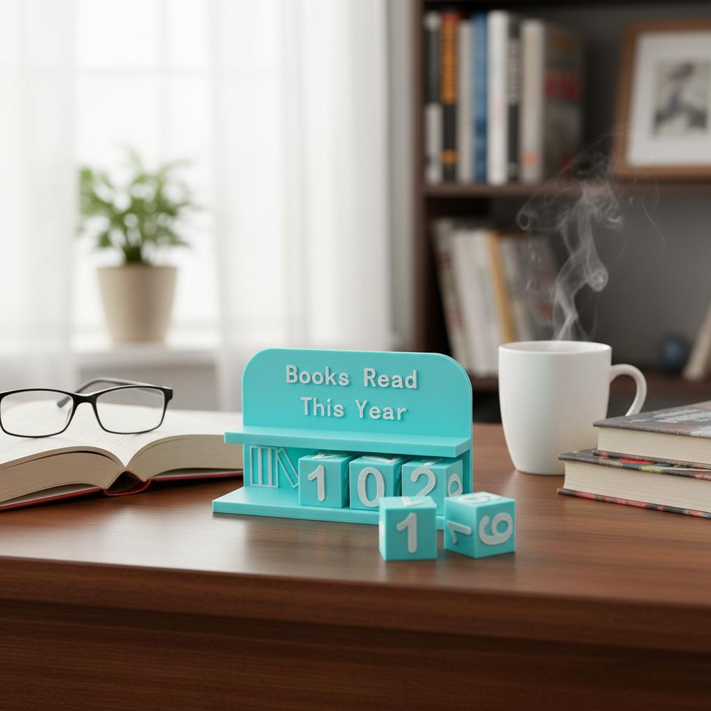 Read This Year Book Counter Decor 3D Printed Reading Tracker with Clear Text and Numbers for Desk Office Bookshelf Decoration