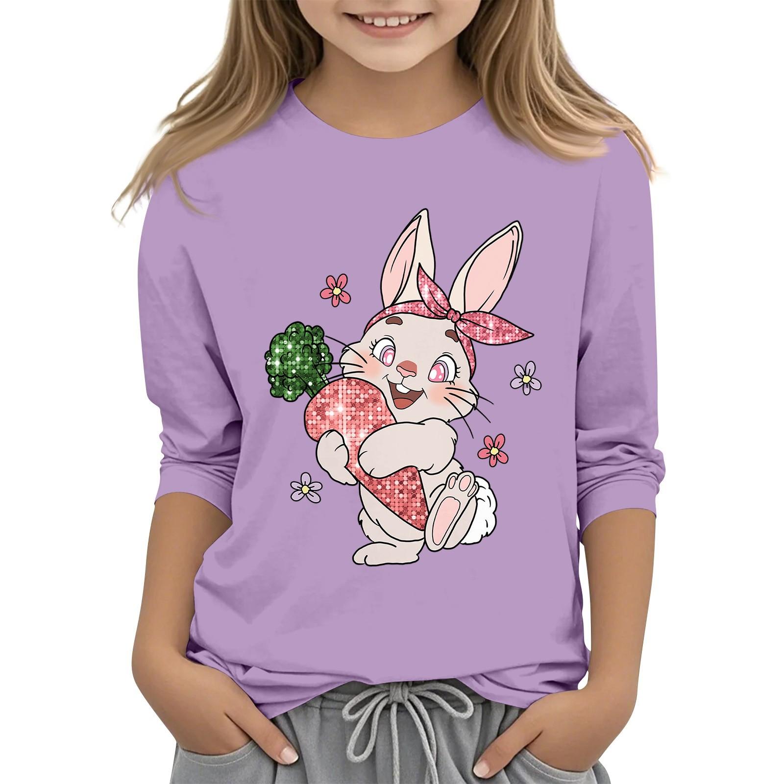 

Повседневная футболка с круглым вырезом и пасхальным принтом, с рукавами 7 точек для детей 140