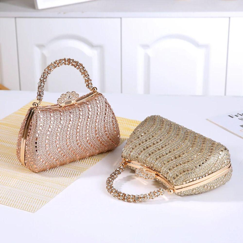 Luxury Diamond Embedded Evening Bag Fashionable Design Elegant Style Chain Purse Small Size Clutch Bag Formal Gathering