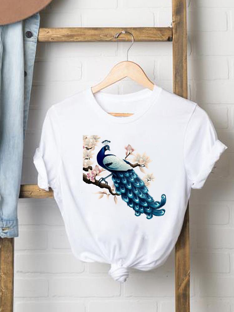 (Asian Size) trend flower sweet 90s Print Female Women printing Fashion Tee Top Clothing T Shirt Woman Short Sleeve Graphic T-shirts