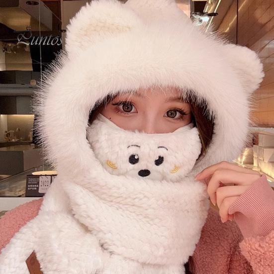 Dámská zimní čepice s integrovaným šátkem a rukavicemi Silná hřejivá umělá kožešina větruodolná Medvěd uši Dekor Plná ochrana Venkovní Cyklistika Turistika Cestování Studená