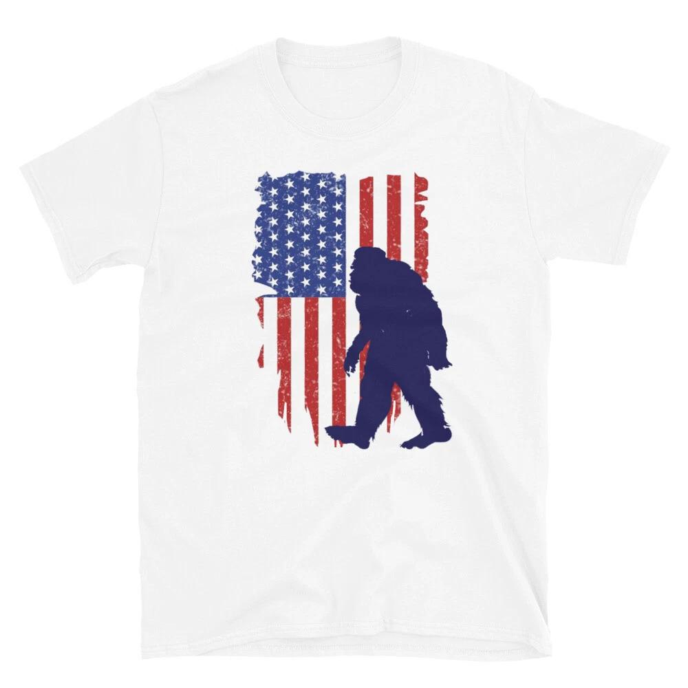 Bigfoot American Flag 4th of July Patriotic T-Shirt M