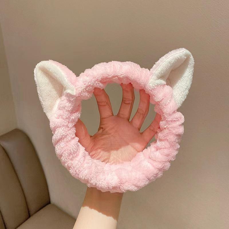 Hairband Cat Coral Plush Headband Cute Soft Hair Bow Headband Hairband Wash Face Makeup Headband Bandage Girl Accessories