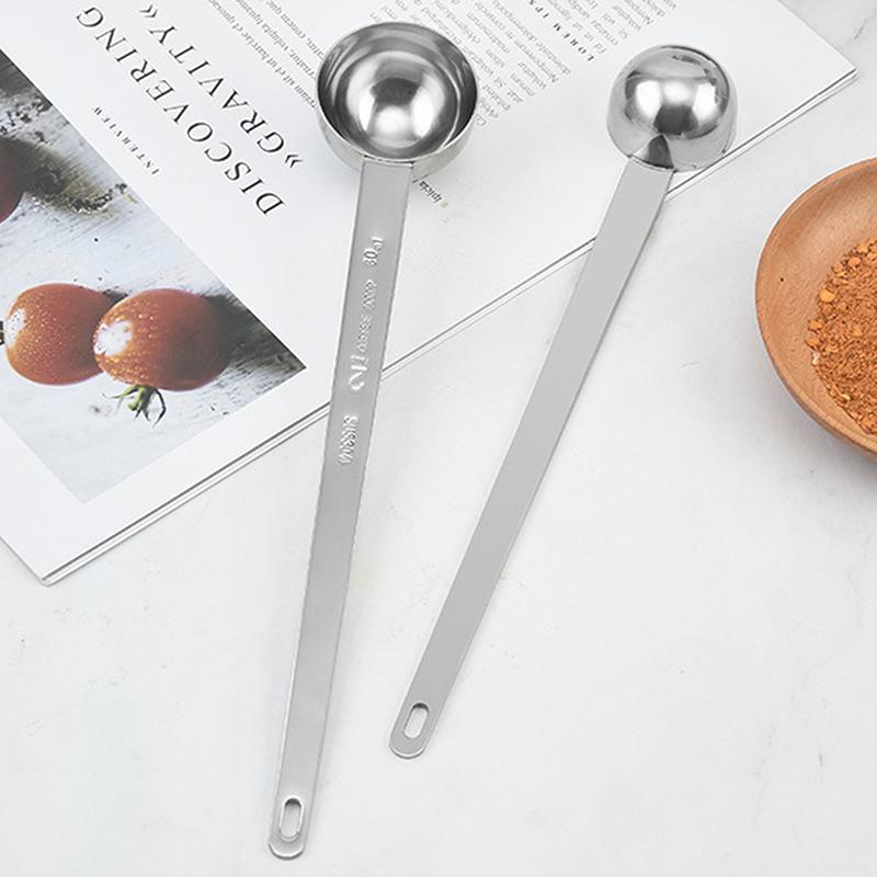 Linguriță de cafea cu mâner lung din oțel inoxidabil 201, lingură de măsurare pentru lapte și cafea măcinată, potrivită pentru recipientul de cafea