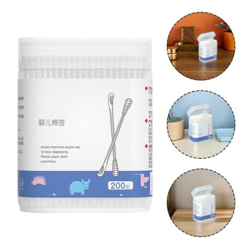 TOVINANNA 1-Piece Cotton Swab, Sponge, Cotton Stick, Baby Ear Cleaning Swab, Earwax Remover, Absorbent, White