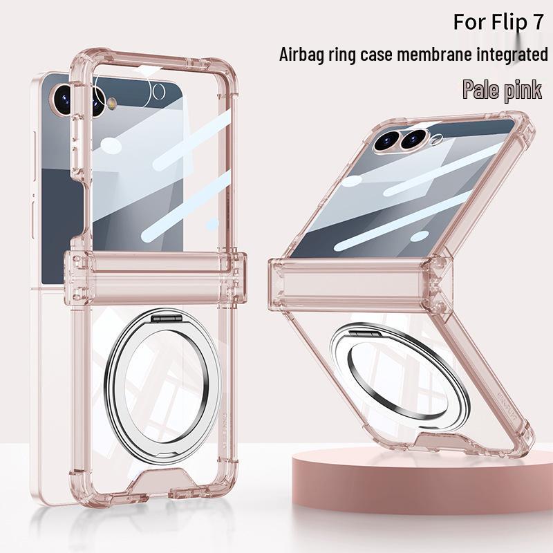Etui na Samsunga Z Flip7: Wysokiej klasy przezroczysty magnetyczny z powłoką galwaniczną i obracanym o 360° stojakiem