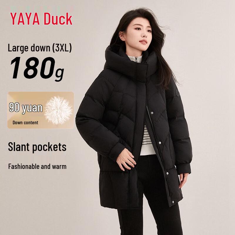 Yaya Damen 2025 Winter Mittellange Kapuzen-Daunenjacke