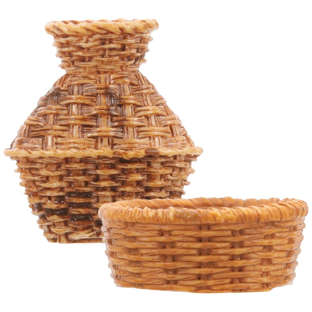 Di Mobili per la casa delle bambole Set di sedie da tavolo intrecciate Modello Set di mobili per la casa delle bambole Cestini