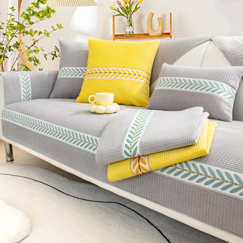 

Кукурузный бархатный чехол для дивана, подушка для дивана с вышивкой, универсальная мебель для гостиной, задняя крышка дивана, противоскользящая подушка для сиденья дивана 70x70cm 1pcs серый