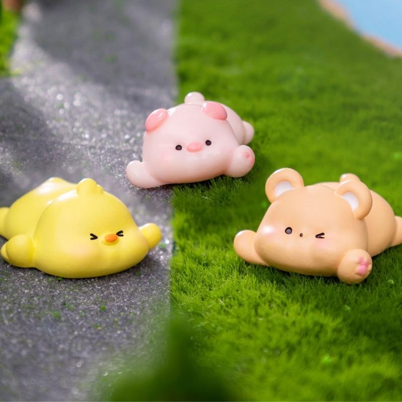 6pcs Cartoon Animal Desk Ornaments Resins Decorative Miniature Figurines Accessories for Kids Room and Living Room Table