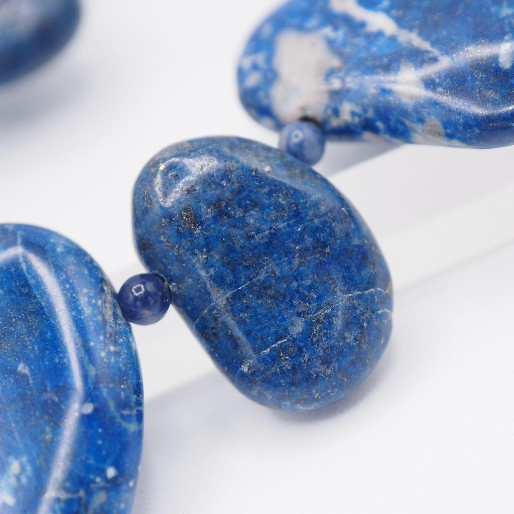 Used X686 Mon Plus Necklace Lapis Lazuli Design Silver Color December Birthstone