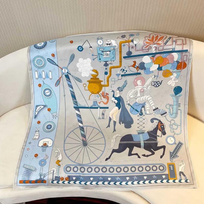 NINA SOLOR Playful Afternoon Tea Twill Silk Scarf