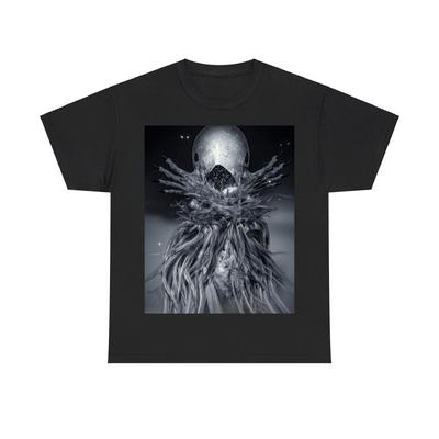 Dark Fantasy Mask Angel T Shirt Men Oversize Graphic Tee Streetwear Horror Feathers Print Casual Short Sleeve Cotton Top Vintage