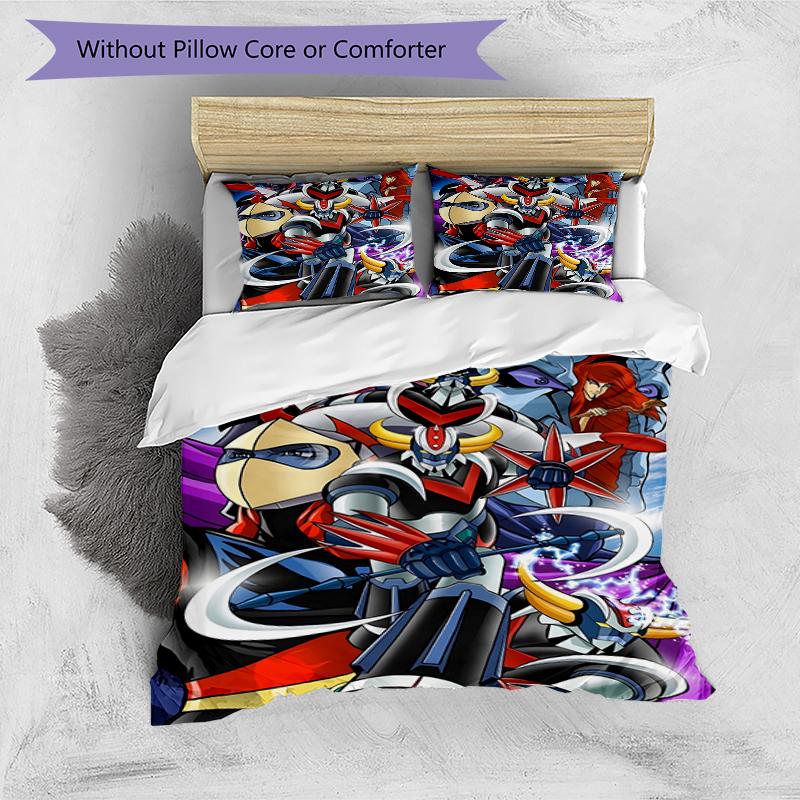 3pcs UFO Robot Grendizer3 Design Cover Set - HD Printed Bedding with 1 Cover and 2 Pillowcases - Perfect for Home and Dorm Decor