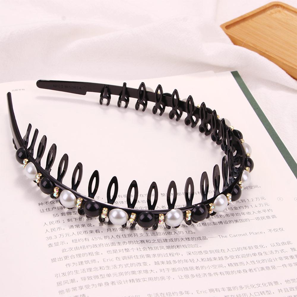 Korean Rhinestone Non-slip Toothed Wash Face Hair Hoop Pearl Headband Hair Band Hair Accessories