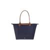 Longchamp Le Pliage 31 Logo Skládací taška Knedlík Kabelka Plátěná a kožená taška přes rameno Velké dámské kabelky Tmavě modrá 1899089P68