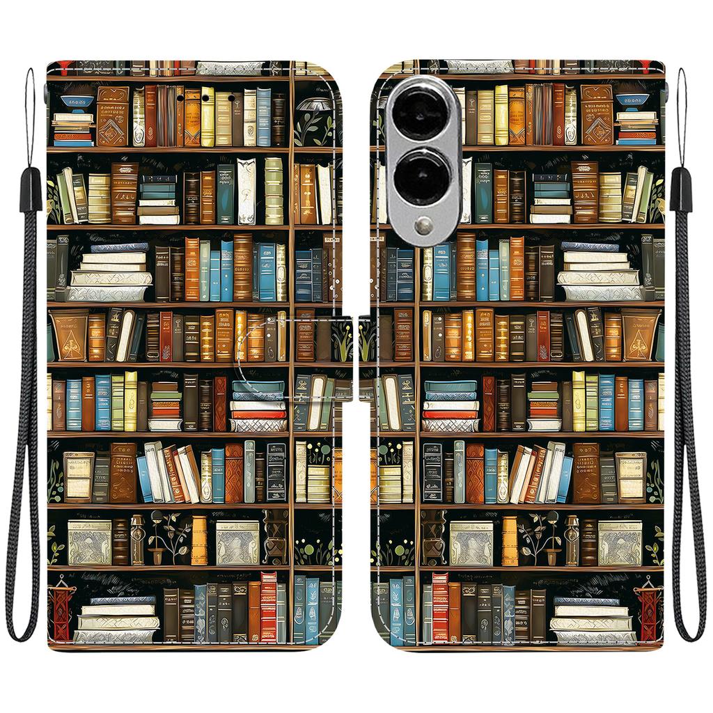 For Samsung Galaxy S25 Edge Leather Case Stand Wallet Pattern Printing Phone Cover with Wrist Strap